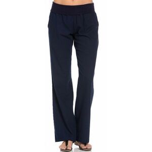 Poplooks Womens Comfy Fold Over Linen Pants Navy Size 3XL NWT
